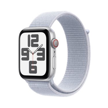 Apple Watch SE Cellular - 44mm - Silver Aluminium - Blue Cloud Sport Loop -  (145-220mm)